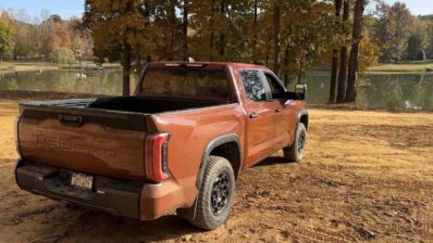 2024 toyota tundra trd pro terra back end profile view