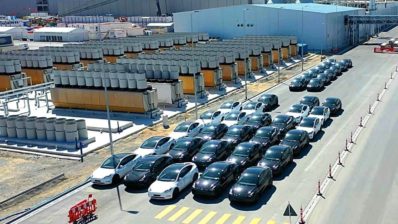 tesla giga berlin model y vehicles lined up at giga berlin ev factor