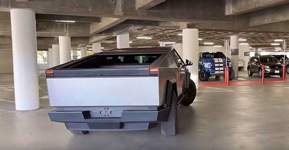 tesla cybertruck showcases impressive rear wheel steering in new video