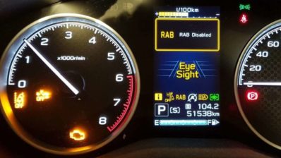 subaru dash warning light