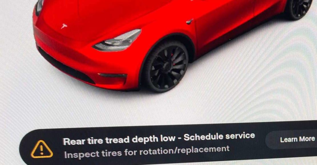 tesla notify tire tread depth low