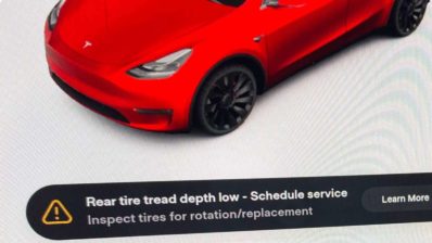 tesla notify tire tread depth low