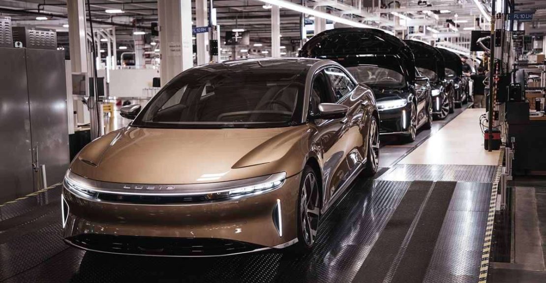 lucid air gold in factory